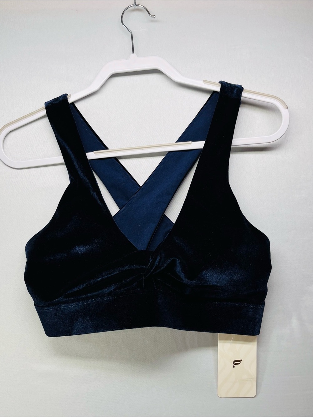 Fabletics Velvet Crisscross Bralette - Navy Blue
